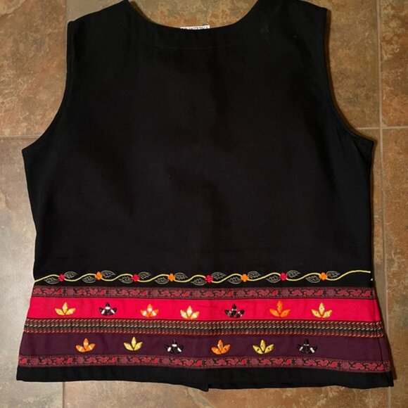 Vintage Valencia Vest XL Unique details Black Cotton - Picture 6 of 6